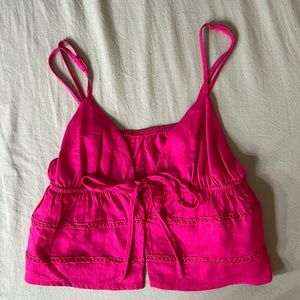 Tie Front Peplum Crop Cami Top